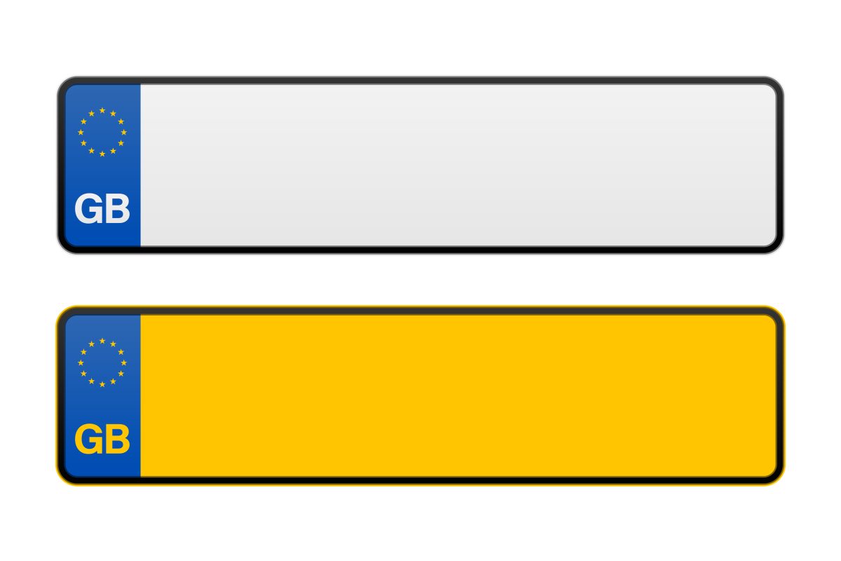 Great Britain plate template. Marking of car license plates. United Kingdom Realistic car registration plate.